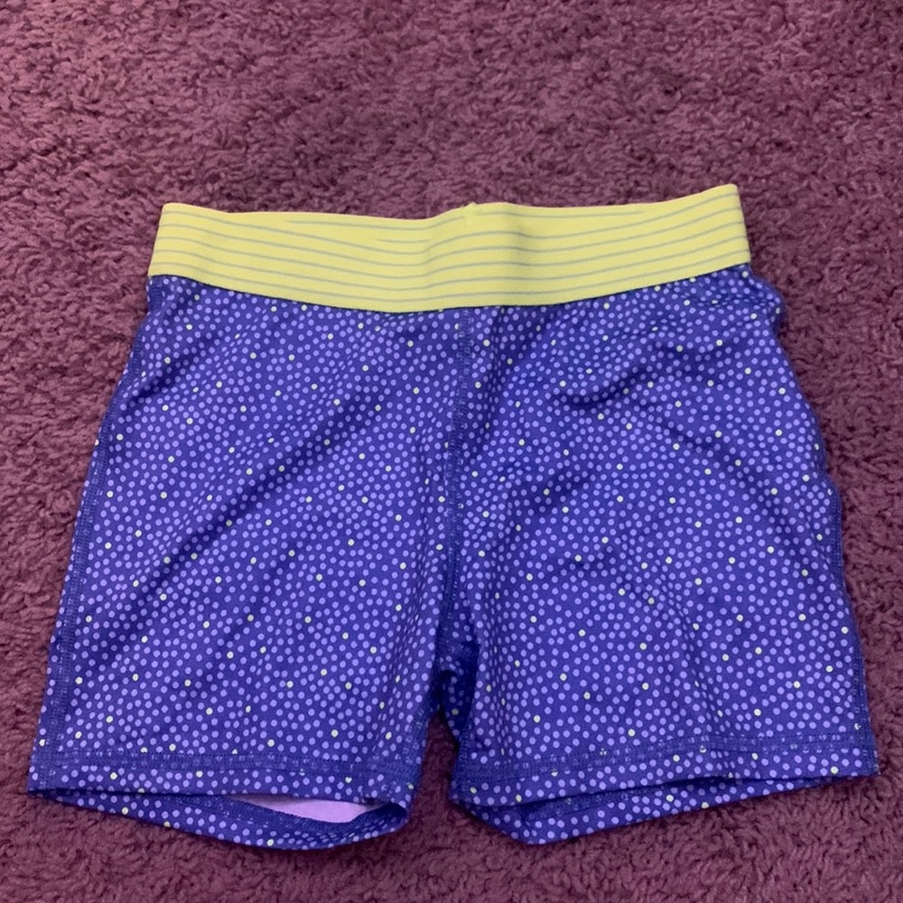 High waisted blue spandex, YL but fits like and adult XS